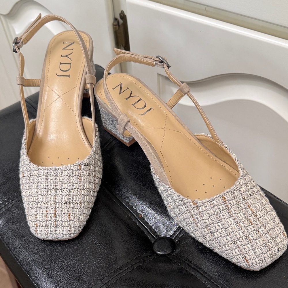 ‼️ New in the box-NYDJ Women's Tweed Slingback - Cream and Tan